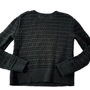 BANANA REPUBLIC Black Crochet Knit Sweater Long Sleeve. Black Size Women's Small